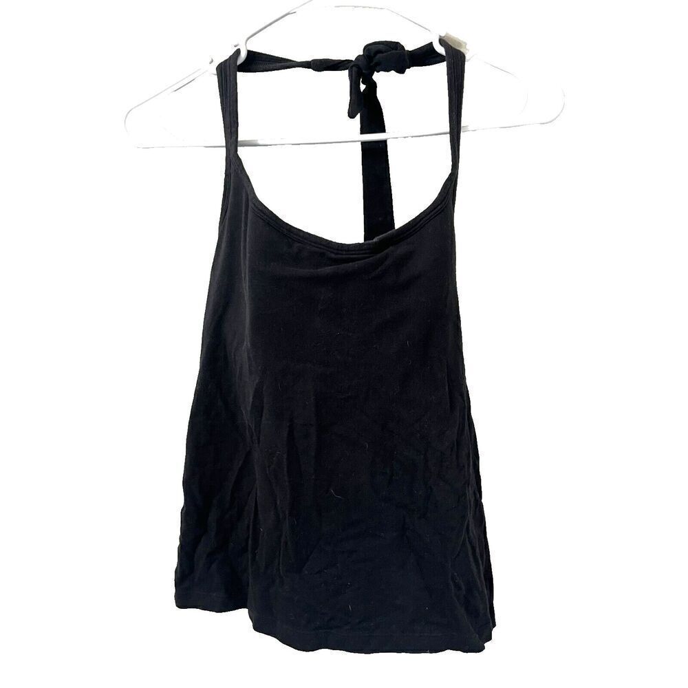 Vtg Y2K Gap Body Women Black Tank Top Camisole 34D Halter Molded Cups Retro Goth